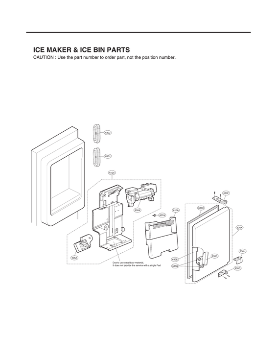 Ice maker & ice bin parts