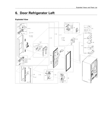 Left refrigerator door parts