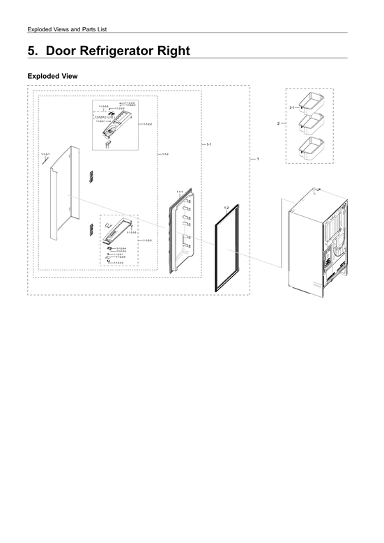 Right refrigerator door parts
