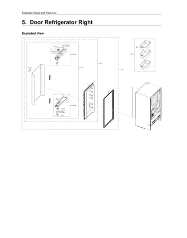 Right refrigerator door parts