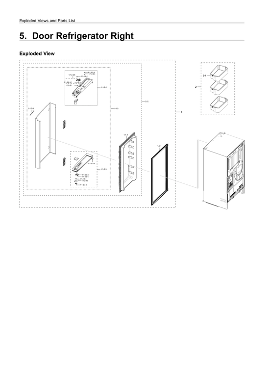 Right refrigerator door parts