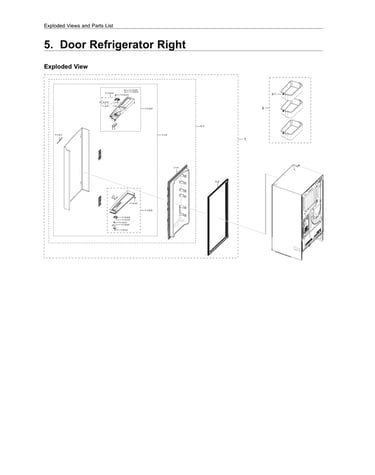 Right refrigerator door parts