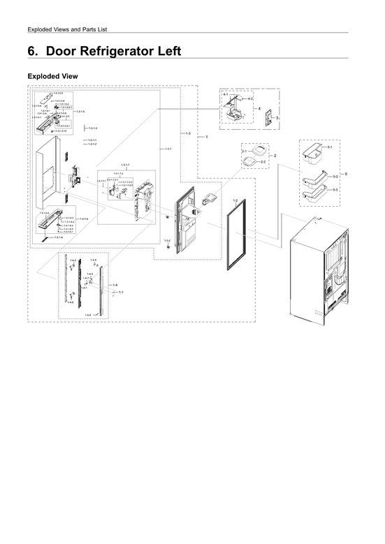 Left refrigerator door parts