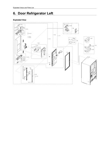 Left refrigerator door parts