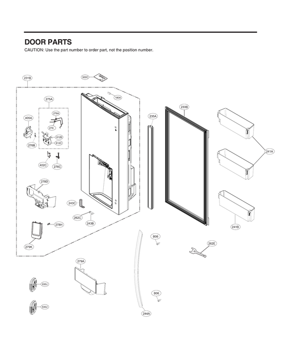 Dispenser door parts