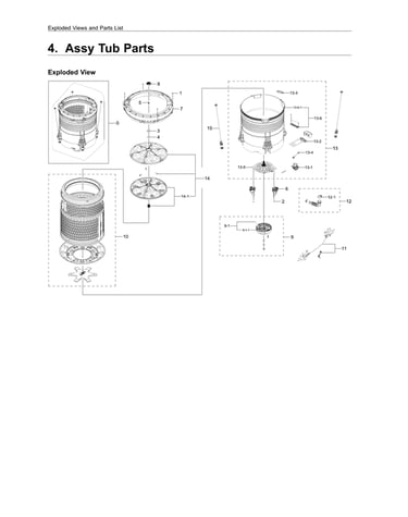 Tub assy parts