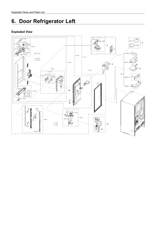 Left refrigerator door parts