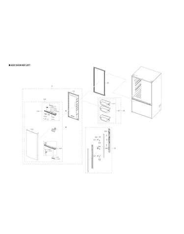 Left refrigerator door parts