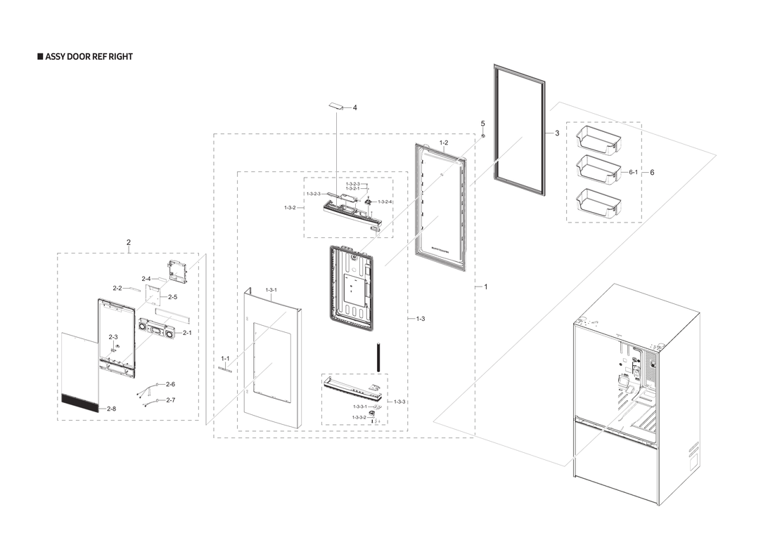Right refrigerator door parts
