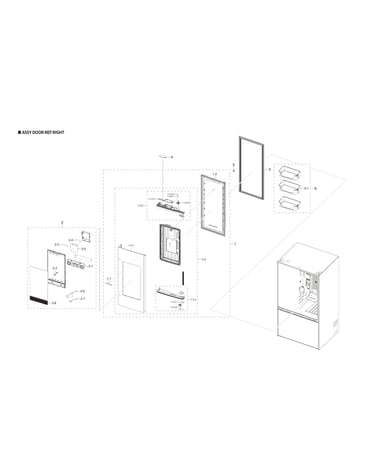 Right refrigerator door parts