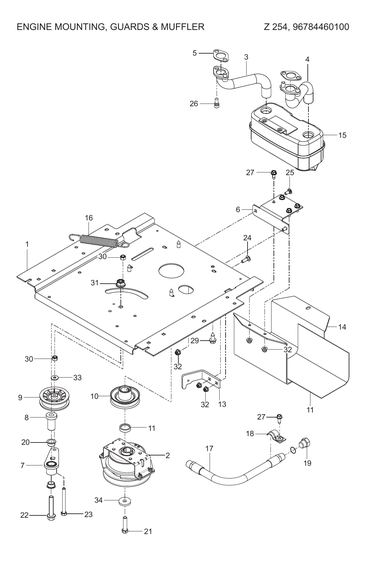 Engine mounting/guards/muffler