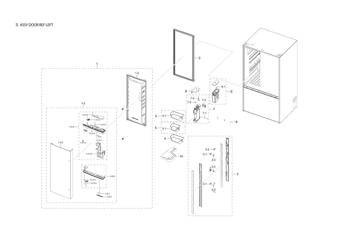 Left refrigerator door assy