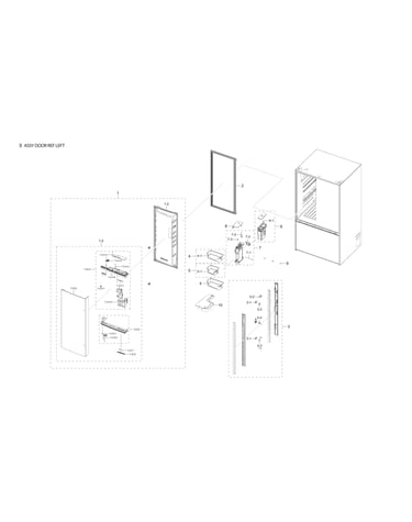 Left refrigerator door assy