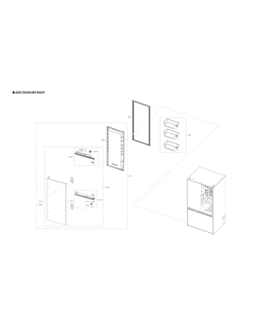 Right refrigerator door assy