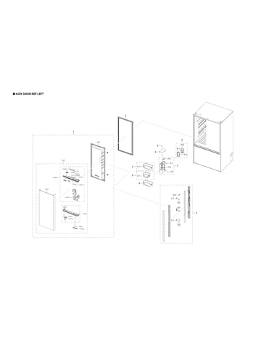 Left refrigerator door parts