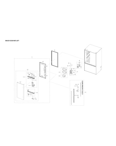 Left refrigerator door parts
