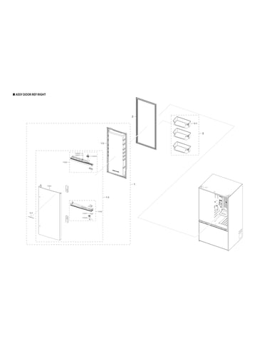 Right refrigerator door parts