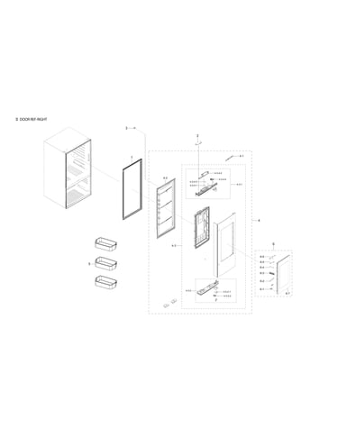 Right refrigerator door parts