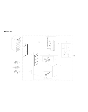 Left refrigerator door parts