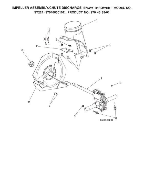 Impeller assy/chute discharge