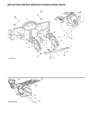 Deflector control bracket/console base chute