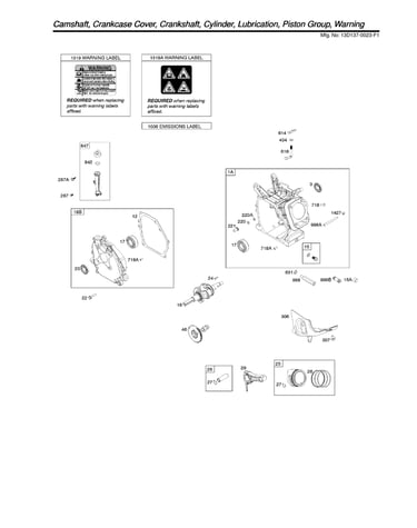 Camshaft/crankshaft/cylinder/piston