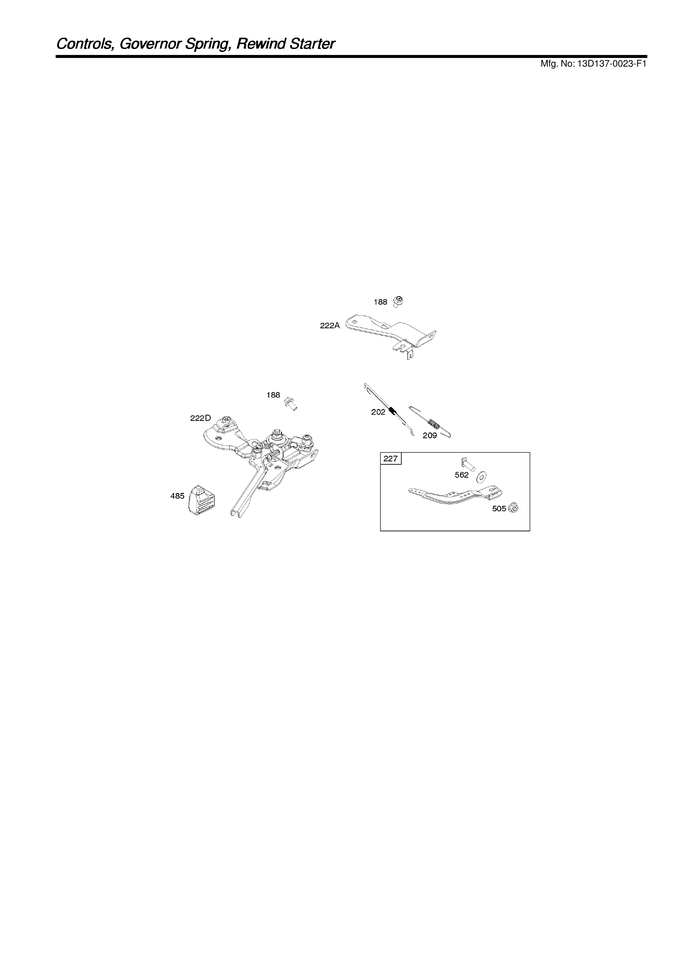 Controls/governor spring/rewind starter