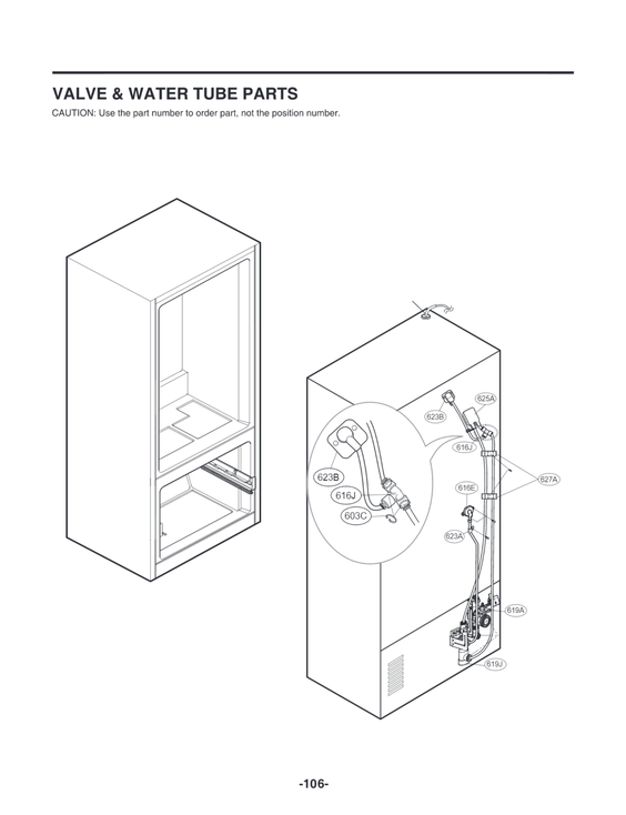Valve & water tube parts