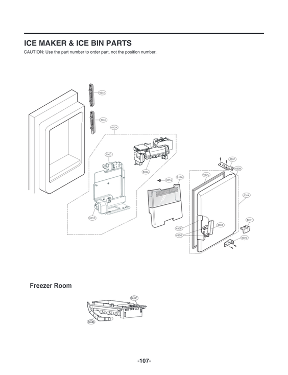 Ice maker & ice bin parts
