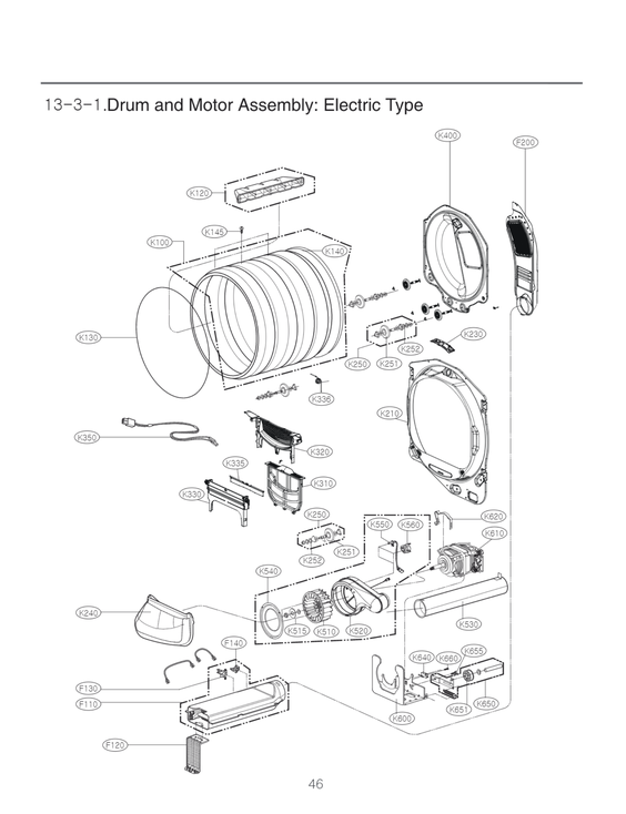 Drum & motor assy: electric