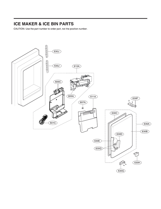 Ice maker & ice bin parts