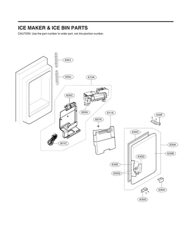 Ice maker & ice bin parts