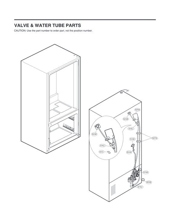 Valve & water tube parts