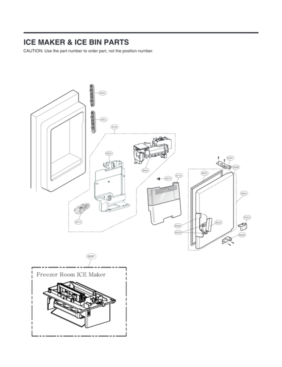 Ice maker & ice bin parts