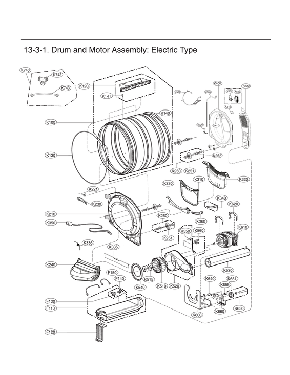 Drum & motor assy : electric