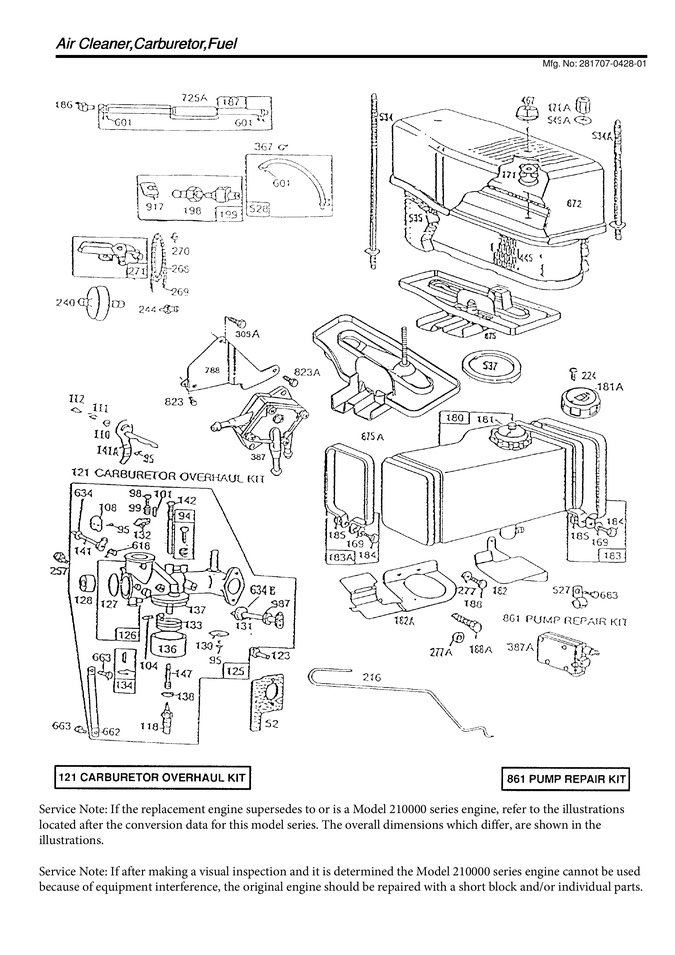 Air cleaner/carburetor/fuel
