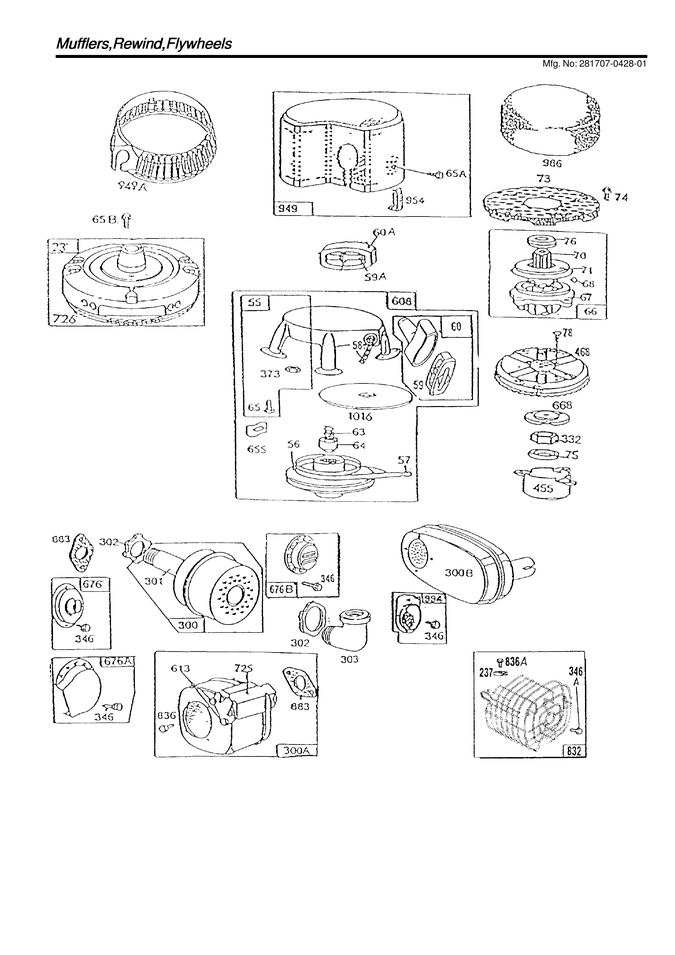 Mufflers/rewind/flywheels
