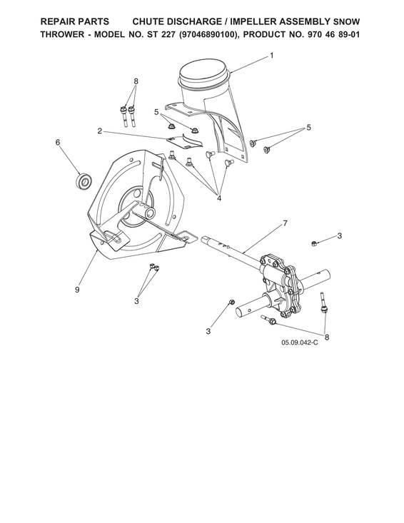 Chute discharge/impeller assy
