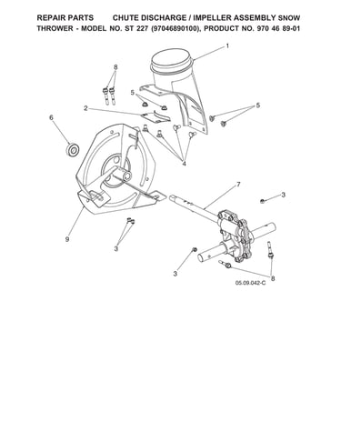 Chute discharge/impeller assy