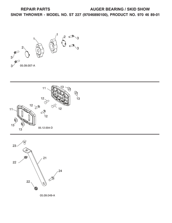 AUGER BEARING/SKID SHOW