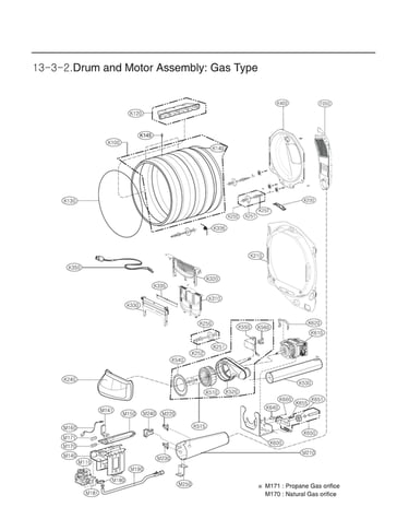 Drum & motor assy: gas type