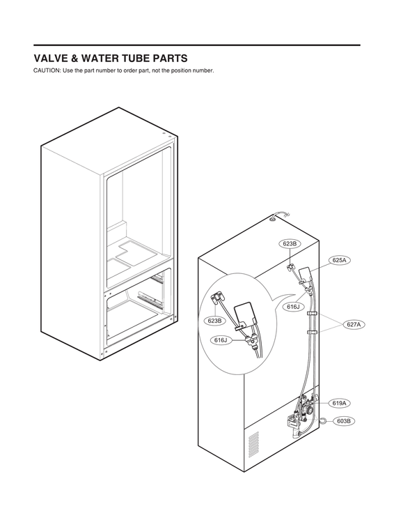 Valve & water tube parts