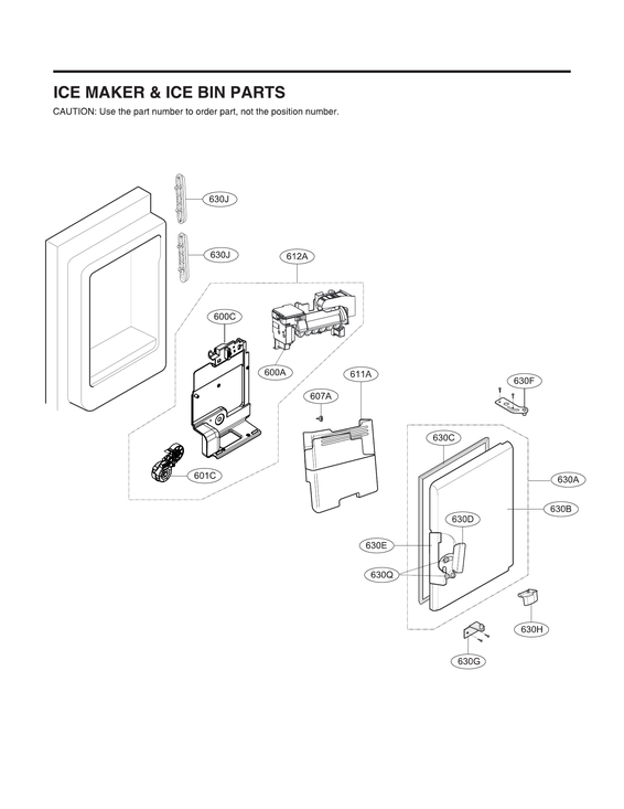 Ice maker & ice bin parts