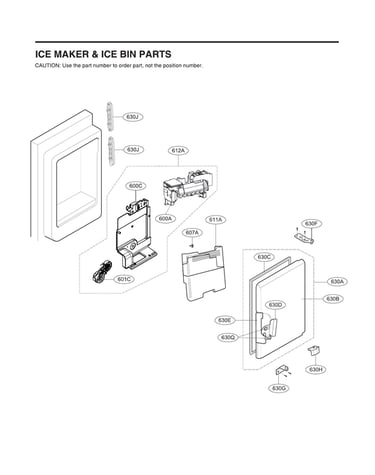 Ice maker & ice bin parts