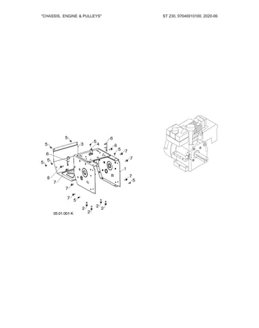 Chassis/engine/pulleys