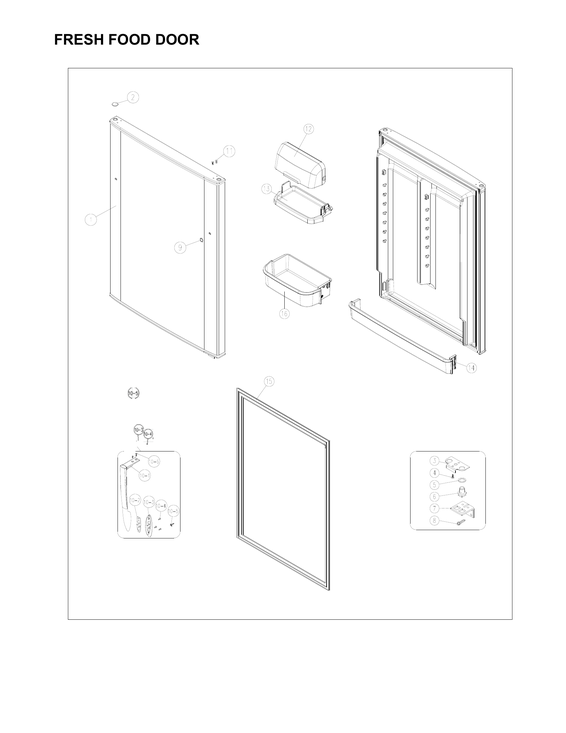 Fresh food door parts