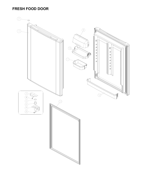 Fresh food door parts