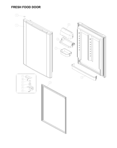 Fresh food door parts