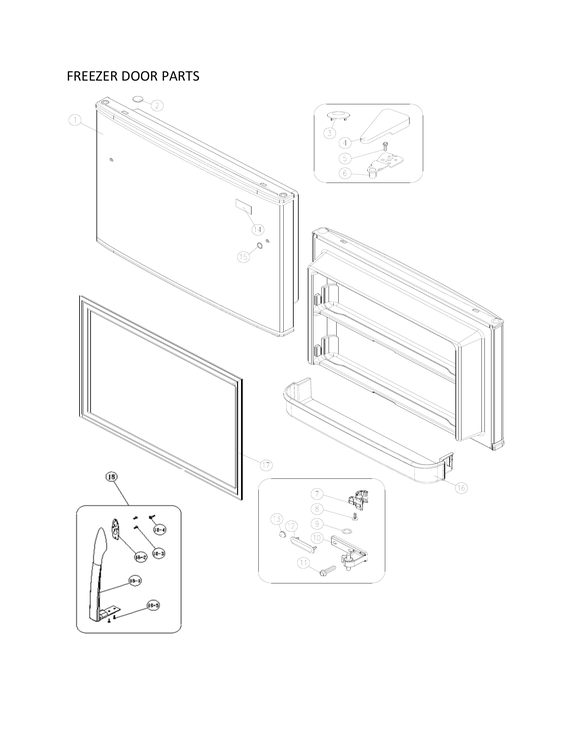 Freezer door parts