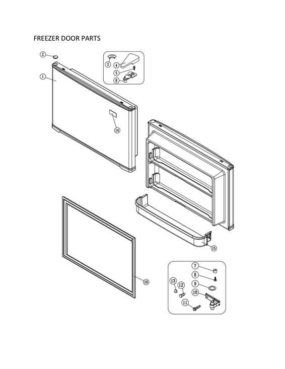 Freezer door parts